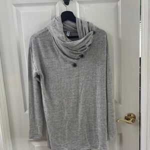 Elegant Heather Gray Cowl Neck Sweater